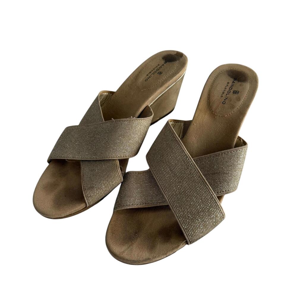 BANDOLINO Gamma Gold Slip On Ladies Wedges, 9.5